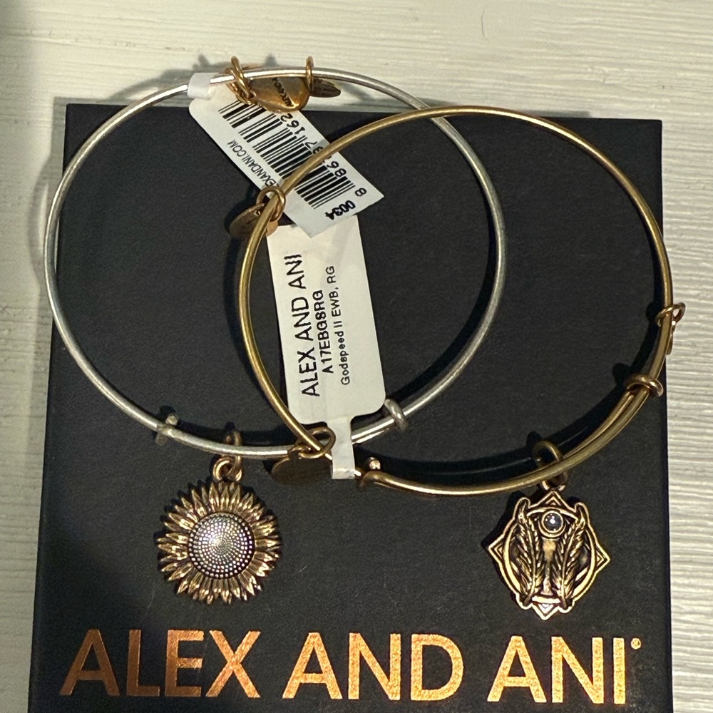 Alex and Ani Gold Charm Bracelet with Heart and Eye